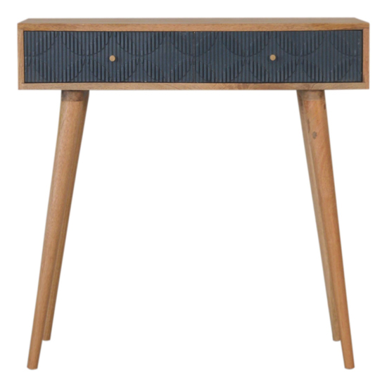 Milan Wooden Console Table In Oak Ish And Navy With 2 Drawers_2