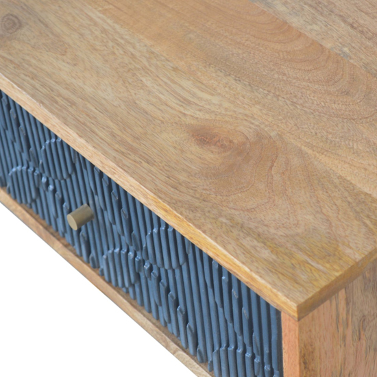 Milan Wooden Console Table In Oak Ish And Navy With 2 Drawers_3