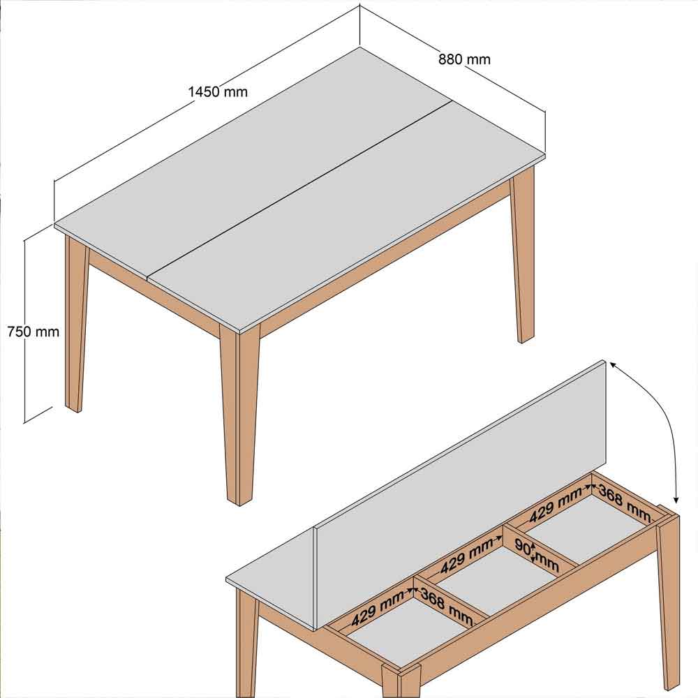 Milan Wooden Dining Table in Walnut and Travertine Marble Effect