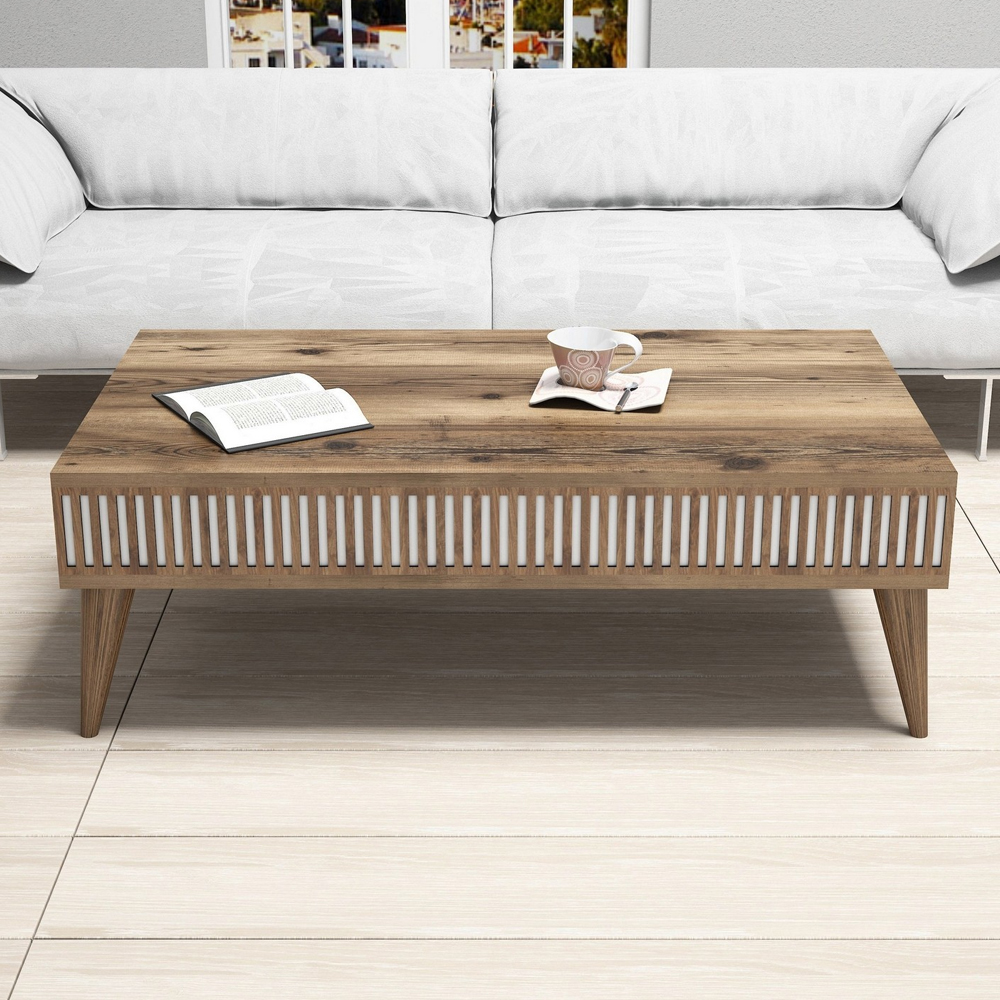 Milan Wooden Entertainment Unit with Coffee Table Set in Walnut