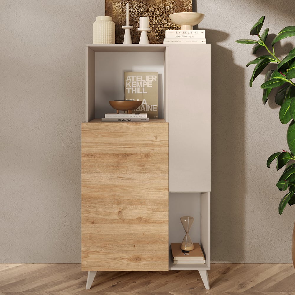 Read more about Milan wooden highboard with 2 doors in cashmere and cadiz oak
