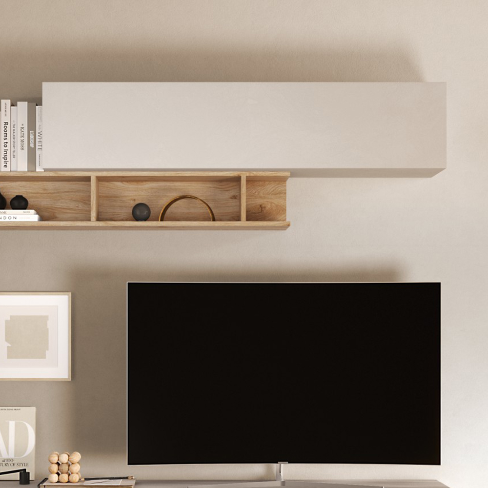 Read more about Milan wooden lift up flap wall shelf in cashmere
