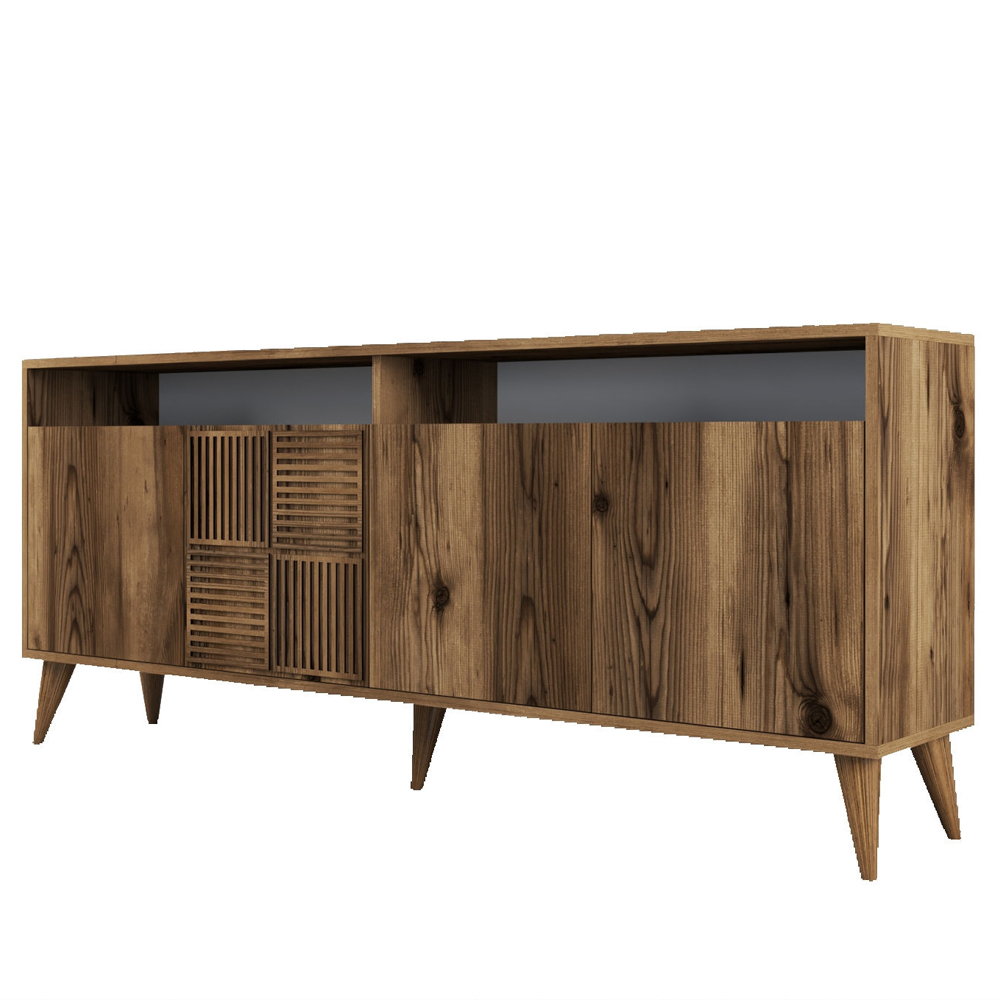 Milan Wooden Sideboard with 4 Doors in Walnut