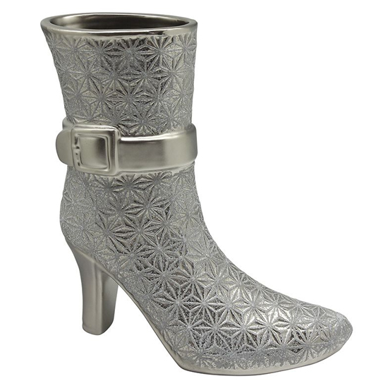Milano Ceramic Set Of 2 Boots Vases In Silver
