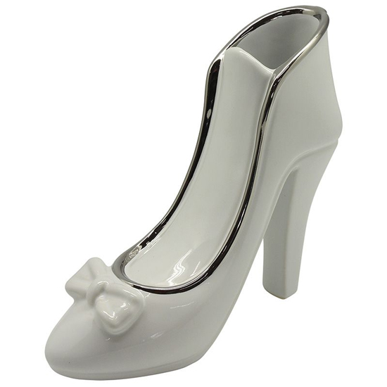 Milano Ceramic Set Of 2 High Heel Vases In White