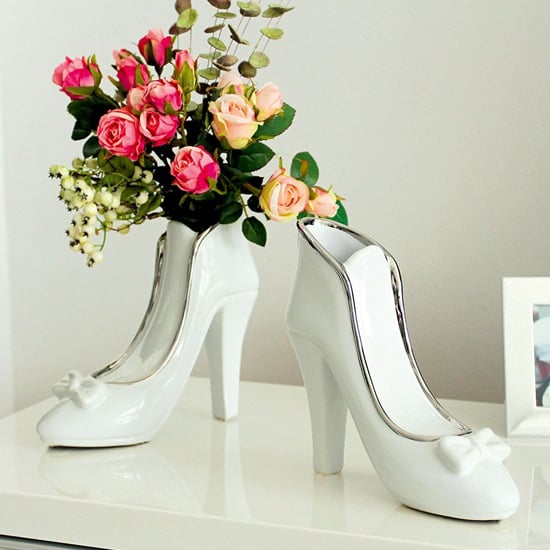 Milano Ceramic Set Of 2 High Heel Vases In White