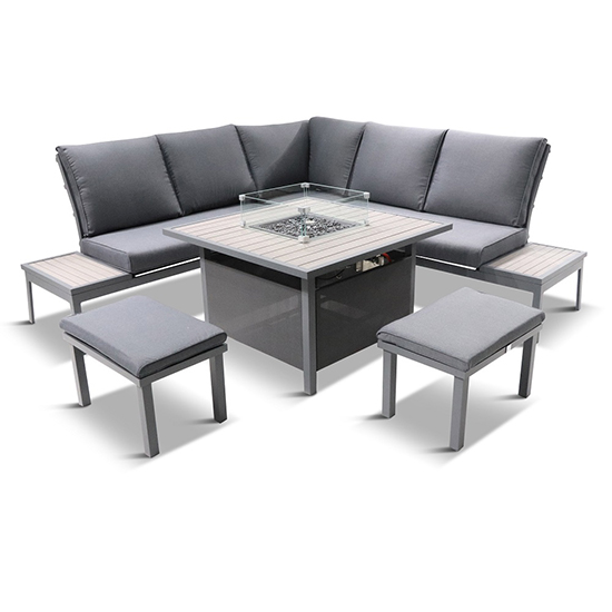 Mertan Modular Lounge Dining Set With Firepit Table In Grey_2