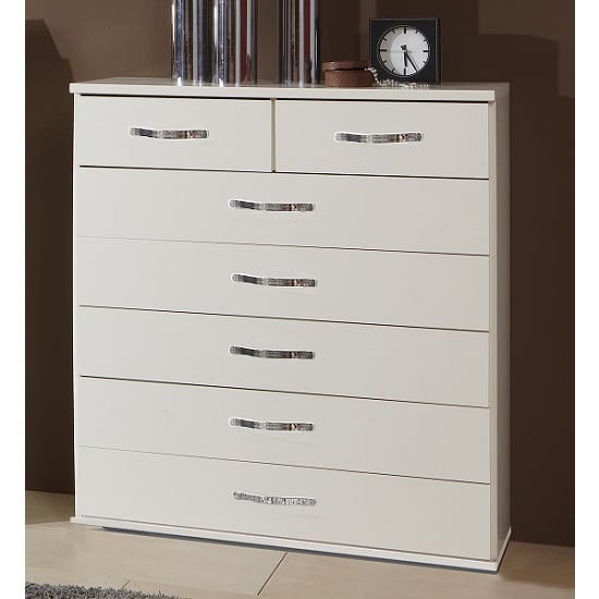 Read more about Milden wooden chest of drawers wide in white and 7 drawers