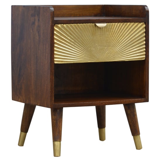 Read more about Manila wooden bedside cabinet in chestnut gold with 1 drawer