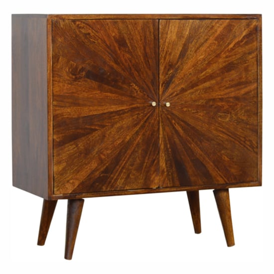 Read more about Milena wooden sunrise pattern storage cabinet in chestnut