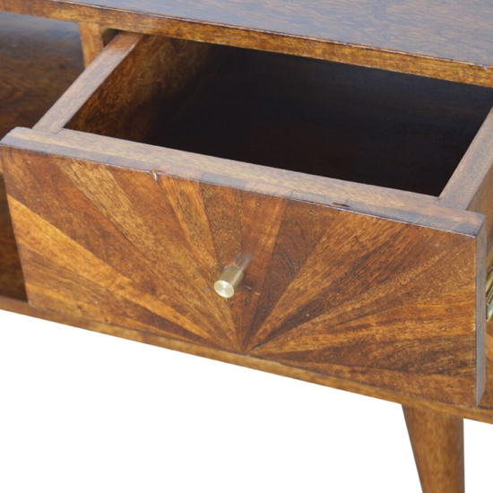 Milena Wooden Sunrise Pattern TV Stand In Chestnut Furniture in Fashion