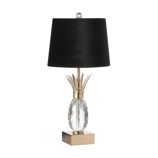 Product photograph of Milford Black Velvet Shade Table Lamp With Champagne Base from Furniture in Fashion