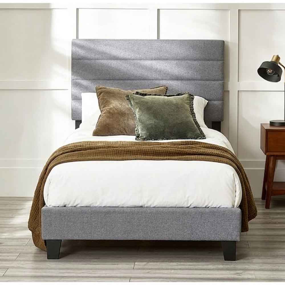 Milford Linen Fabric Single Bed In Grey