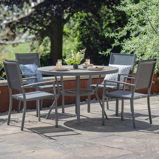 Photo of Mili 4 seater dining set with sling chairs in grey
