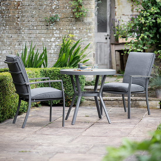 Photo of Mili aluminium bistro set with highback chairs in grey