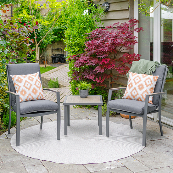 Photo of Mili aluminium duo seating set with highback chairs in grey