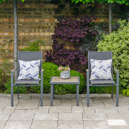 Mili Aluminium Duo Seating Set With Sling Chairs In Grey
