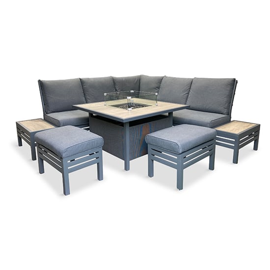 Read more about Mili aluminium modular dining set with gas firepit table in grey