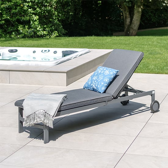 Product photograph of Mili Aluminium Sun Lounger And Cushion In Grey from Furniture in Fashion