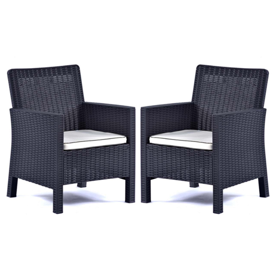 Product photograph of Mili Anthracite Rattan Effect Tub Armchairs In Pair from Furniture in Fashion