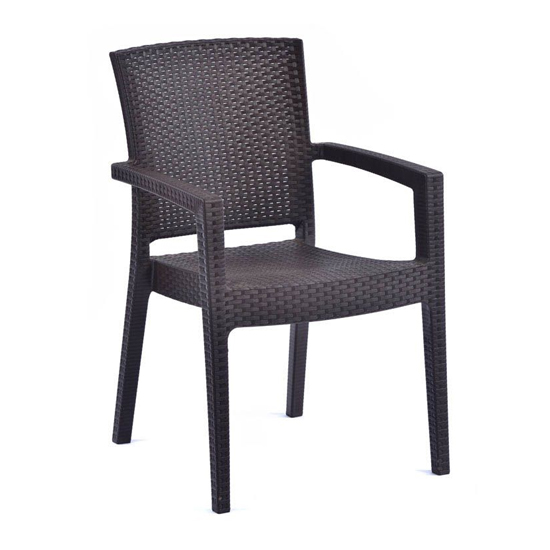 Product photograph of Mili Polypropylene Armchair In Brown Rattan Effect from Furniture in Fashion