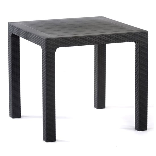 Mili Polypropylene Dining Table Square In Anthracite Rattan Effect