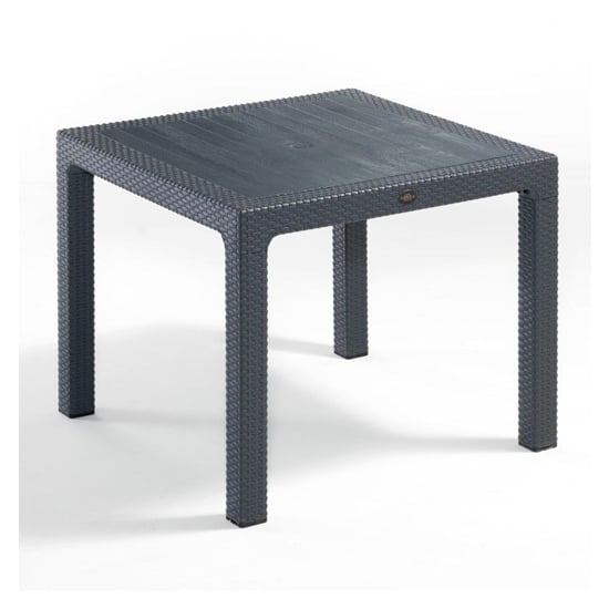 Read more about Mili polypropylene dining table square in grey rattan effect