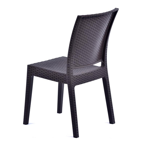 Piraeus Polypropylene Side Chair In Brown Rattan Effect