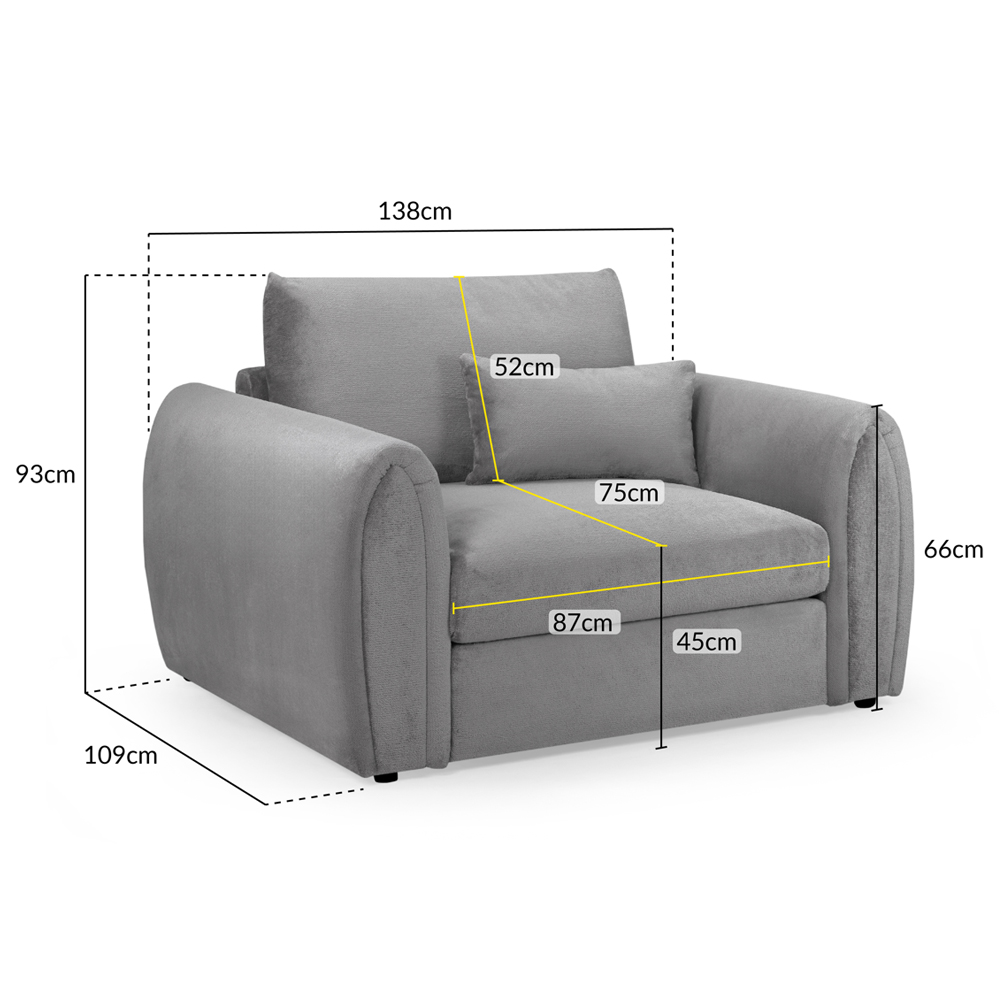 Millburn Plush Velvet 1 Seater Sofa In Grey