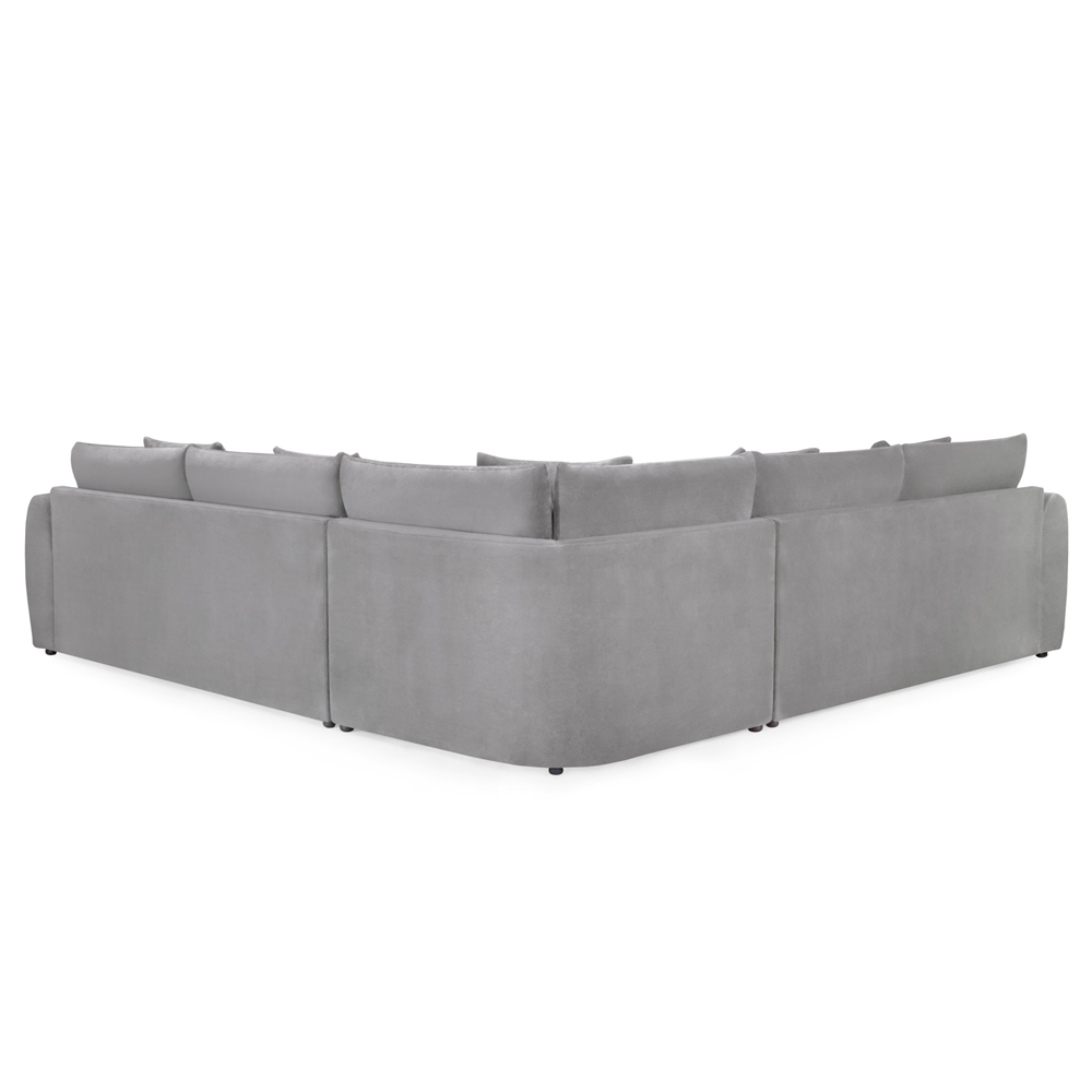 Millburn Plush Velvet Corner Sofa In Grey