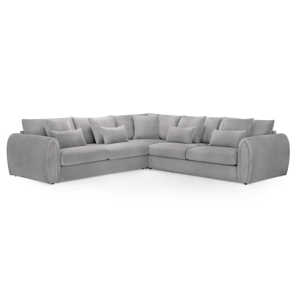 Millburn Plush Velvet Corner Sofa In Grey