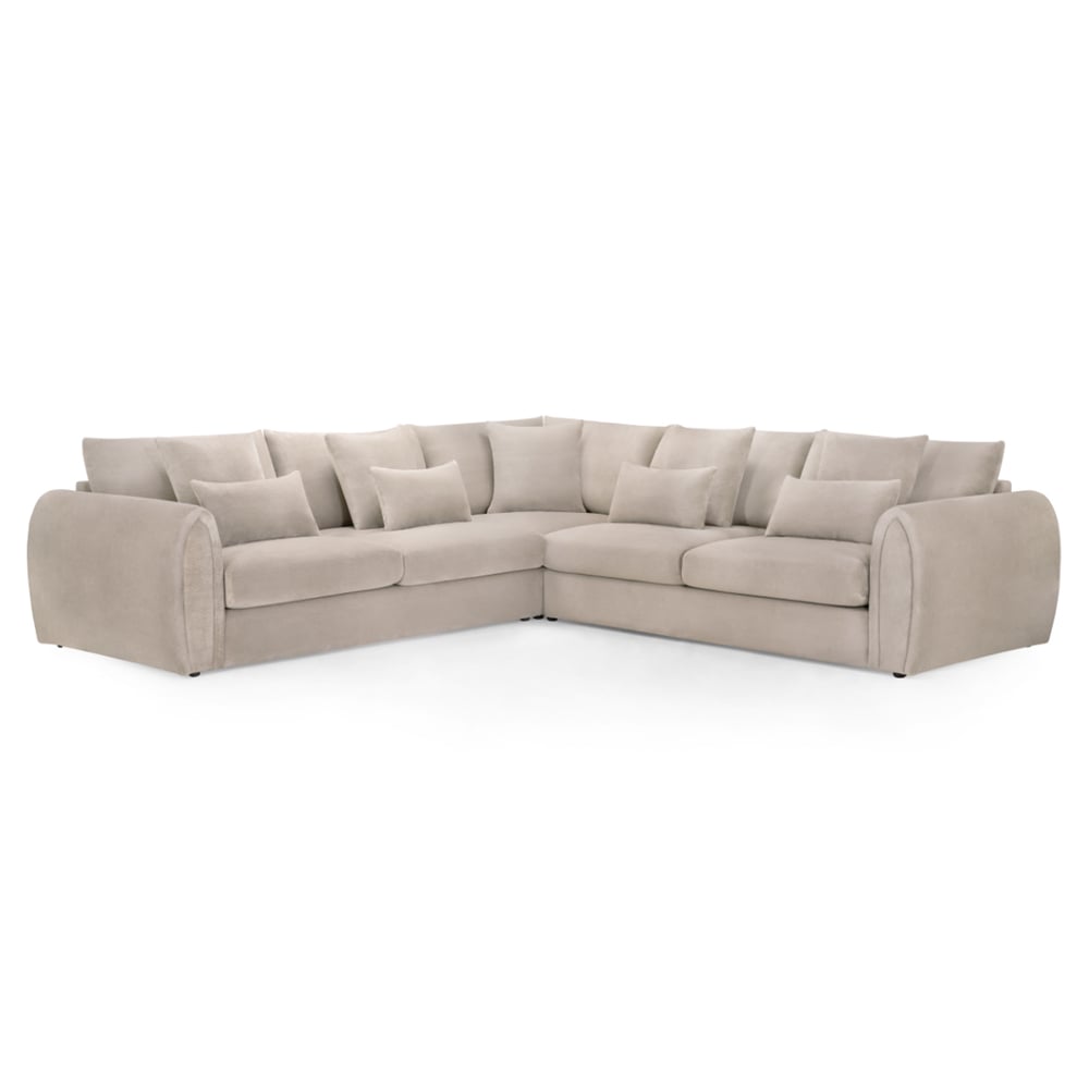 Millburn Plush Velvet Corner Sofa In Mocha