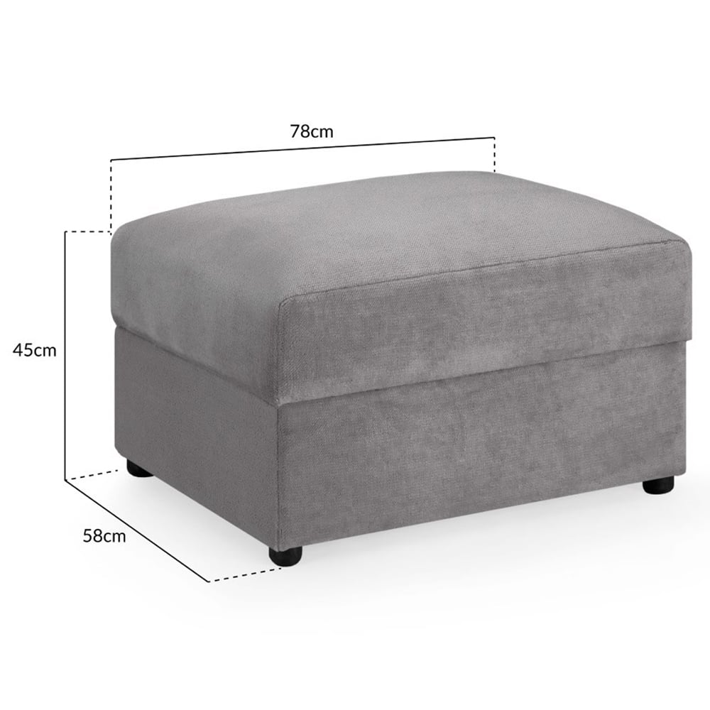 Millburn Plush Velvet Foot Stool In Grey