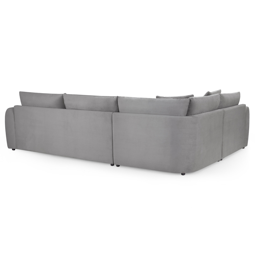 Millburn Plush Velvet Left Hand Corner Sofa In Grey