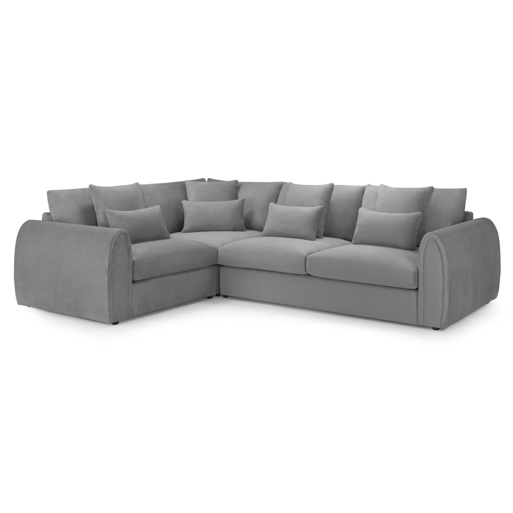 Millburn Plush Velvet Left Hand Corner Sofa In Grey