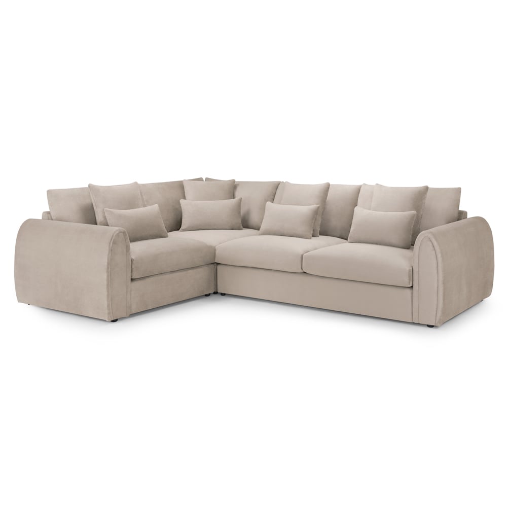 Millburn Plush Velvet Left Hand Corner Sofa In Mocha