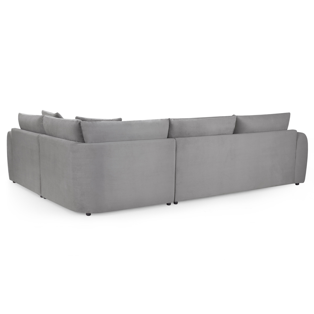 Millburn Plush Velvet Right Hand Corner Sofa In Grey