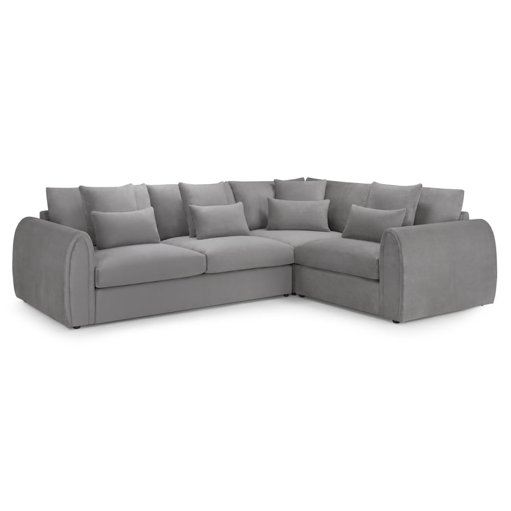 Millburn Plush Velvet Right Hand Corner Sofa In Grey