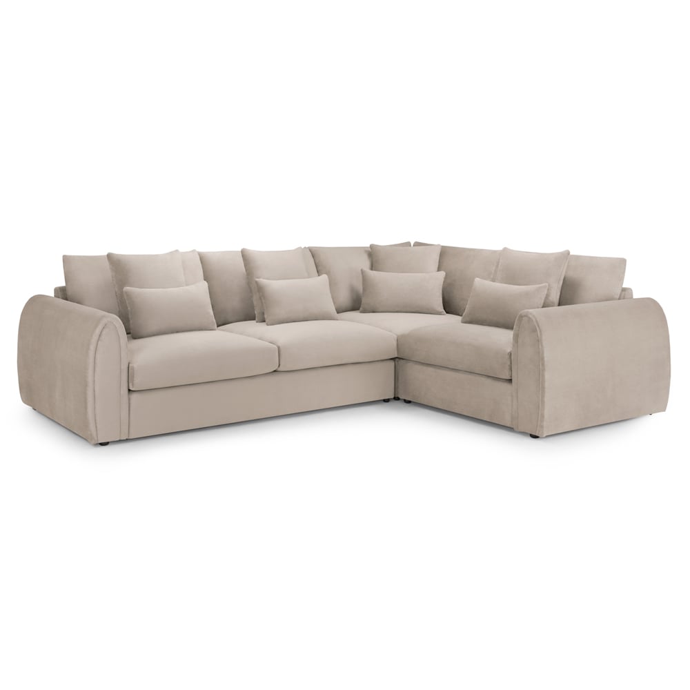 Millburn Plush Velvet Right Hand Corner Sofa In Mocha