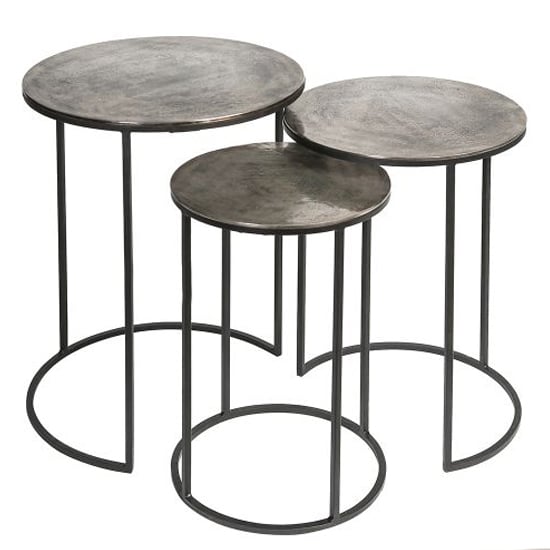 Millenium Aluminium Set Of 3 Side Tables With Metal Frame