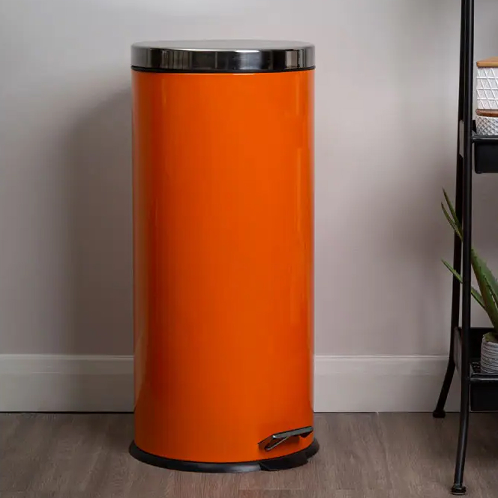 Product photograph of Miller Stainless Steel 30 Litre Pedal Bin In Orange from Furniture in Fashion