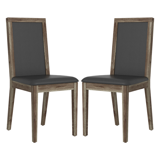 Millie Oak Wooden Dining Chairs With Faux Leather Seat In Pair