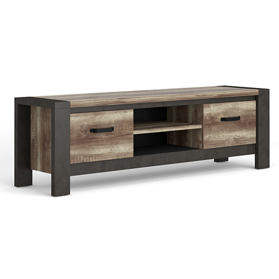 Millie Wooden TV Stand With 2 Doors And Shelves In Oak_3
