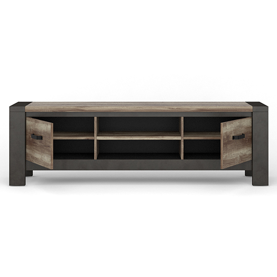 Millie Wooden TV Stand With 2 Doors And Shelves In Oak_5