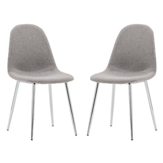 Read more about Millikan grey fabric dining chairs with chrome legs in pair