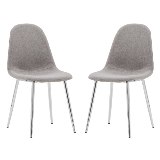 Millikan Grey Fabric Dining Chairs With Chrome Legs In Pair Furniture