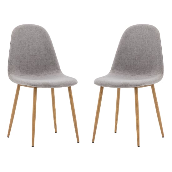Millikan Grey Fabric Dining Chairs With Oak Legs In Pair