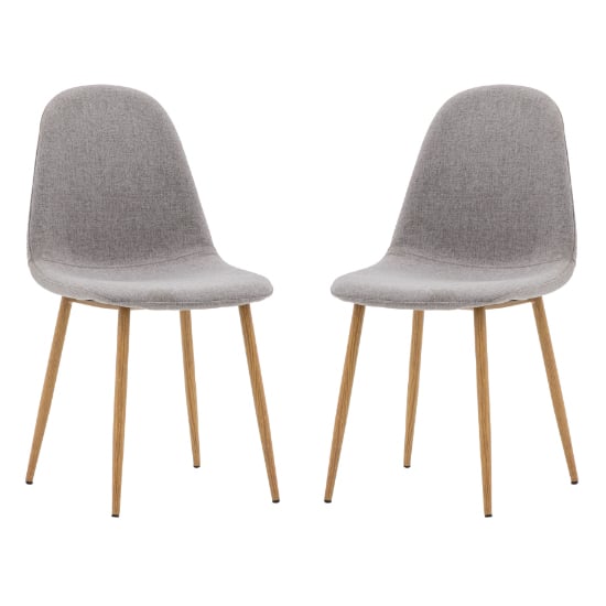 Read more about Millikan grey fabric dining chairs with oak legs in pair