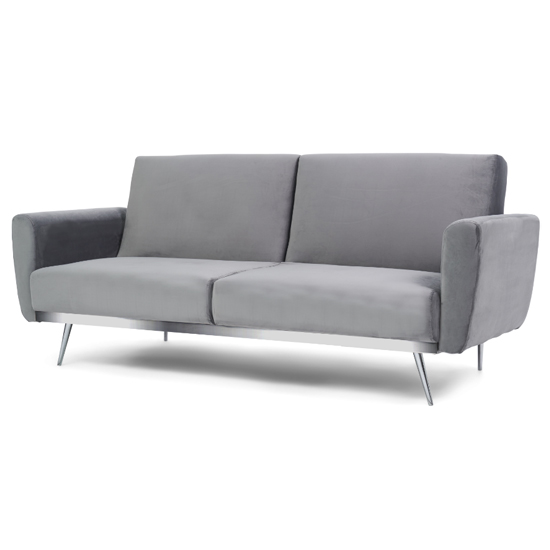 Millom Velvet Upholstered Sofa Bed In Grey_3