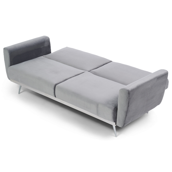 Millom Velvet Upholstered Sofa Bed In Grey_4